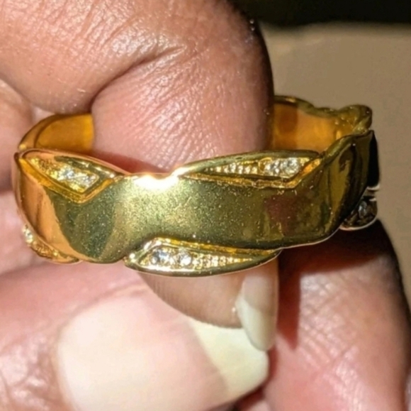 Elegant Mens Gold Plated Ring Sz 13 - Picture 2 of 16